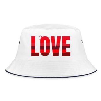 Love in Red Stripe Design - Bucket Hat - white/navy - Front