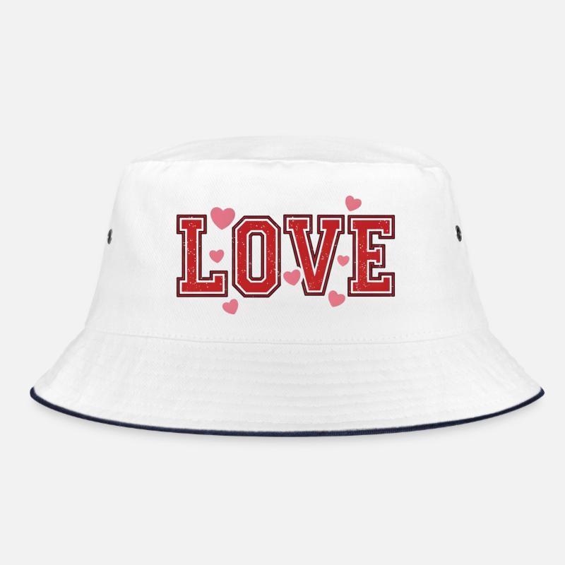 Love Typografie – Liebe Statement mit Herzen Bucket Hat
