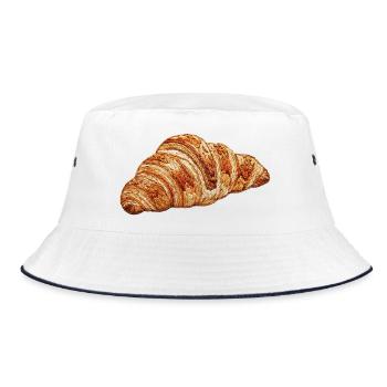 Croissant in embroidered look (printed) - Bucket Hat - white/navy - Front