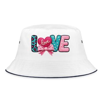 Love Love Herz Schleife Pastell Romantisch - Bucket Hat - Weiß/Navy - Vorne