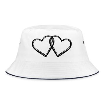 Herzen Paar Ehe - Bucket Hat - Weiß/Navy - Vorne