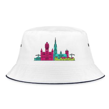 Aberdeen City Skyline Marischal College Art - Bucket Hat - white/navy - Front