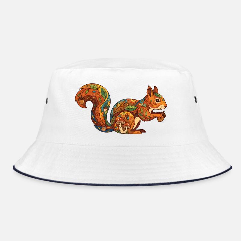Autumnal Squirrel Pattern Forest Life Nature Bucket Hat