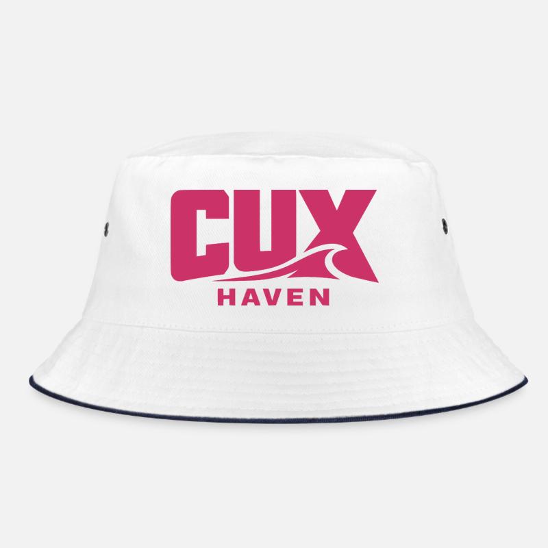 Cuxhaven Wave Logo Pink - CUX haven - Bucket Hat - white/navy