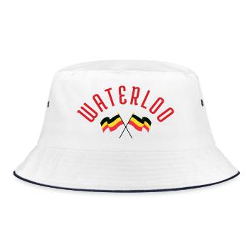 Waterloo Belgiska Flaggor - Bucket Hat - Weiß/Navy - Vorne