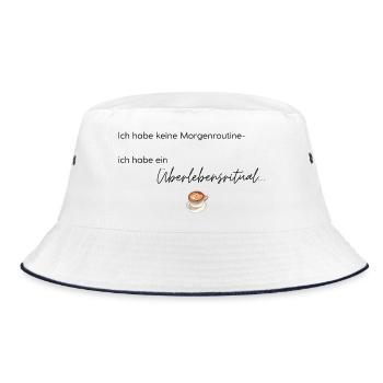 LIEBEVOLL Morgenroutine Kaffee - Bucket Hat - Weiß/Navy - Vorne