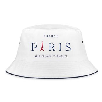 Paris Blue Eiffel Tower Red - Bucket Hat - white/navy - Front