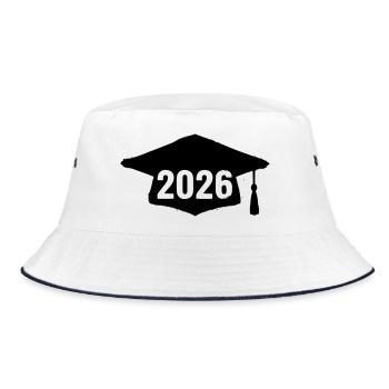 Doktorhut Abschluss 2026 Grunge - Bucket Hat - Weiß/Navy - Vorne