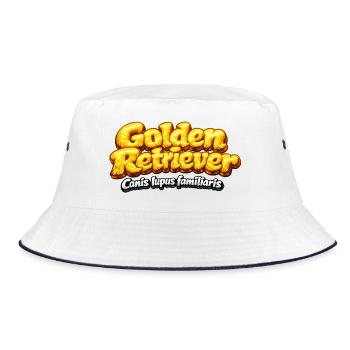 Golden Retriever - typographic design - Bucket Hat - white/navy - Front