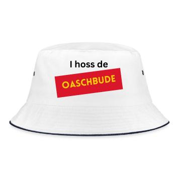 I hoss de Oaschbude  - Bucket Hat - Weiß/Navy - Vorne