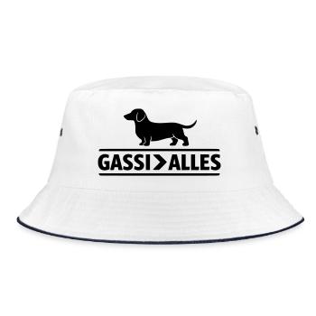 Gassi > Alles  - Bucket Hat - Weiß/Navy - Vorne