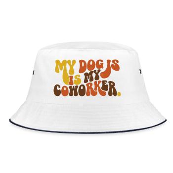 My Dog is My Partner: Home-Office Setup - Bucket Hat - white/navy - Front