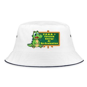 Crock: FEAR = Focused Energy At Re-Evaluation - Bucket Hat - white/navy - Front