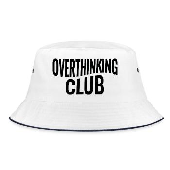 Overthinking Club Spruch - Bucket Hat - Weiß/Navy - Vorne