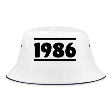 1986 Geburtstag 1986  - Bucket Hat - Weiß/Navy - Vorne
