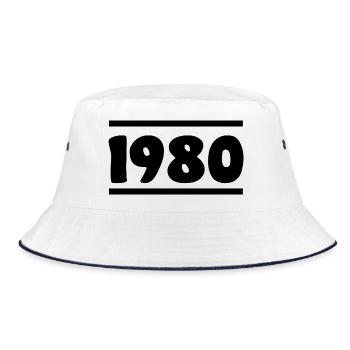 1980 Geburtstag 1980  - Bucket Hat - Weiß/Navy - Vorne
