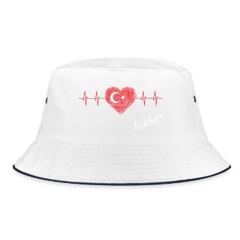 Turkey heartbeat flag motif - Bucket Hat - white/navy - Front