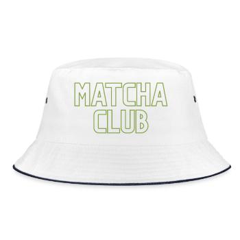 Matcha Club Logo - Bucket Hat - Weiß/Navy - Vorne