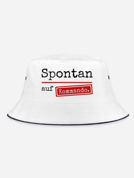 Spontan auf Kommando_weiss - Bucket Hat - Weiß/Navy - Vorne
