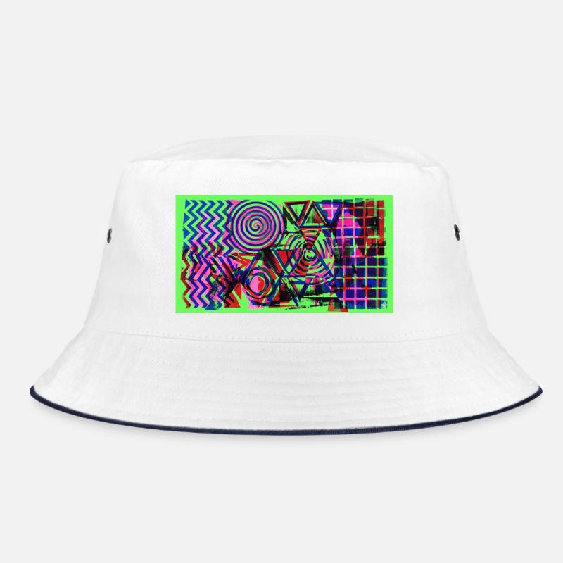 Neon Geometry Chaos - Bucket Hat - white/navy