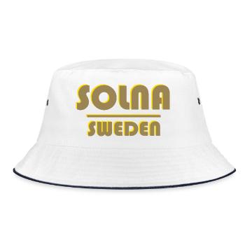 Solna Sweden Wordmark Neon Outline - Bucket Hat - white/navy - Front