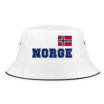 NORWEGN - NORGE Trikot Look - Flagge auf der Brust - Bucket Hat - Weiß/Navy - Vorne