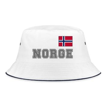 NORWEGN - NORGE Trikot Look - Flagge auf der Brust - Bucket Hat - Weiß/Navy - Vorne
