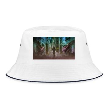Dunkle Gasse mit Kreaturen - Bucket Hat - Weiß/Navy - Vorne