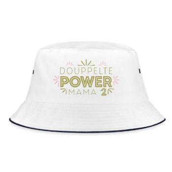 Mama Hoch 2 Zwillinge Zweifache Mutter Mama - Bucket Hat - Weiß/Navy - Vorne