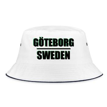 Göteborg Sweden City Typography Art Tee - Bucket Hat - white/navy - Front