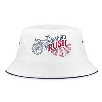Not In A Rush Gravel Cycling Tee - Bucket Hat - white/navy - Front