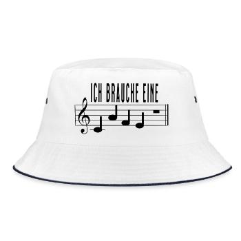 Ich brauche eine Cafe Pause für Musiker Noten - Bucket Hat - Weiß/Navy - Vorne