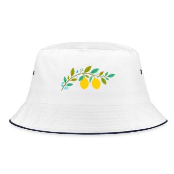 Zitronenzweig Illustration - Bucket Hat - Weiß/Navy - Vorne