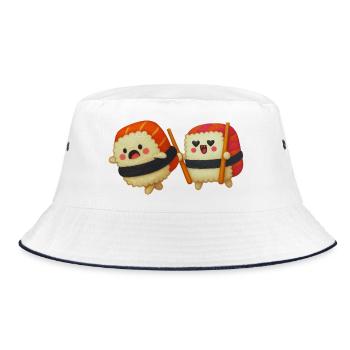 Sushi in danger - Bucket Hat - white/navy - Front