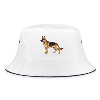 German Shepherd. Retro Style - Bucket Hat - white/navy - Front