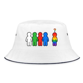 Anders und Stolz Regenbogen Grafik - Bucket Hat - white/navy - Front