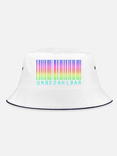 Barcode Regenbogen "UNBEZAHLBAR"  - Bucket Hat - Weiß/Navy