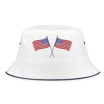 Flagge der Vereinigten Staaten - Bucket Hat - Weiß/Navy - Vorne