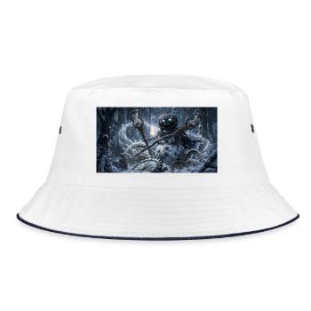 Gothic Pumpkin Snowman with Hourglasses and Clockw - Bucket Hat - Weiß/Navy - Vorne