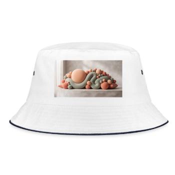 Abstract sculptural composition with soft velvet - Bucket Hat - Weiß/Navy - Vorne