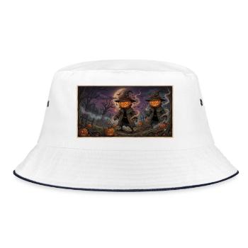 Halloween Kleidung - Bucket Hat - Weiß/Navy - Vorne