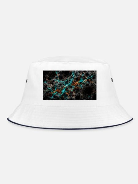 Bioluminescent Neural Network on Volcanic Stone - Bucket Hat - Weiß/Navy