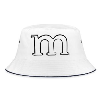 Kleinbuchstabe m handgezeichnet - Bucket Hat - Weiß/Navy - Vorne