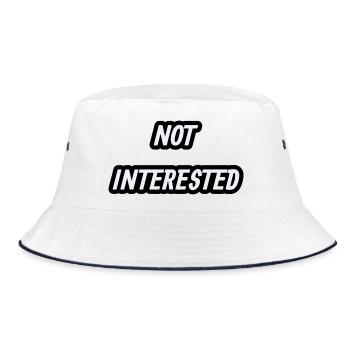 Nicht interessiert — klare Abwehraussage - Bucket Hat - Weiß/Navy - Vorne