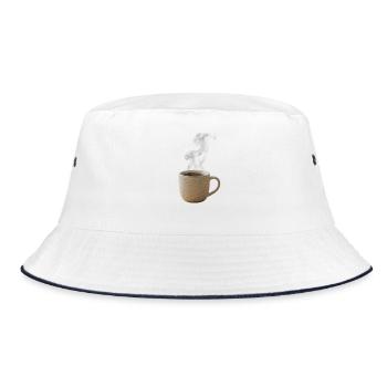 Cozy Morning Coffee Realistische Fotografie - Bucket Hat - Weiß/Navy - Vorne