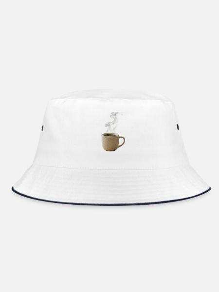 Cozy Morning Coffee Realistische Fotografie - Bucket Hat - Weiß/Navy