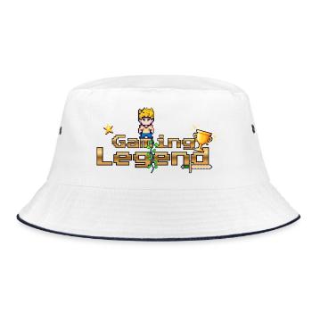 Gaming Legend Pixelheld - Bucket Hat - Weiß/Navy - Vorne
