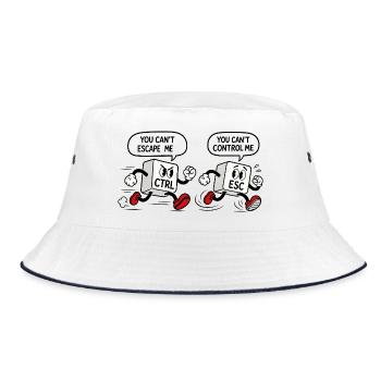 Geek Humor CTRL vs ESC - Bucket Hat - Weiß/Navy - Vorne