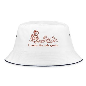 Ich bevorzuge Nebenquests - Bucket Hat - Weiß/Navy - Vorne