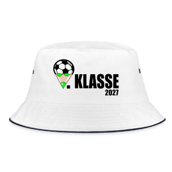 Schulkind 1. Klasse Fußball - Bucket Hat - Weiß/Navy - Vorne